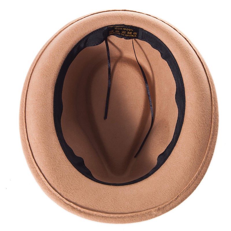 LADYBRO 100% Australian Wool Felt Fedora Hats for Men Khaki Trilby Adjustable 7 1/4 - Image 5